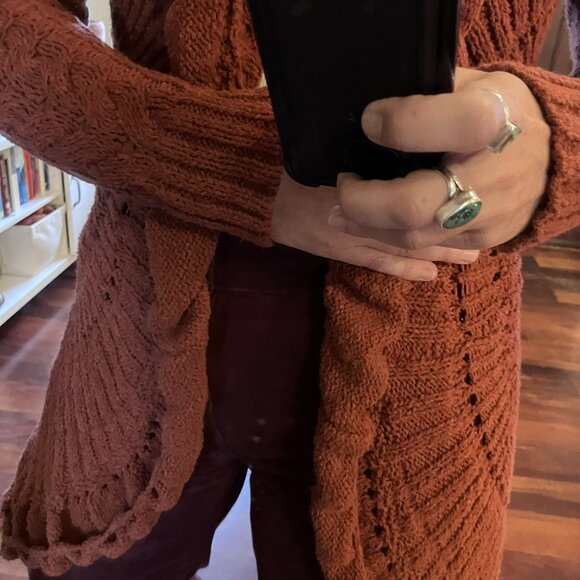 Boho knitted cardigan sweater. - Picture 6 of 10